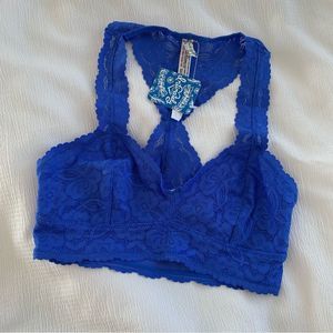 Free People Intimately Galloon Lace Bralette Blue XS